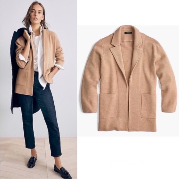 J.Crew brown Tan neutral 
Sophie open-front sweater-blazer SzXS 100% Merino Wool - Picture 1 of 7